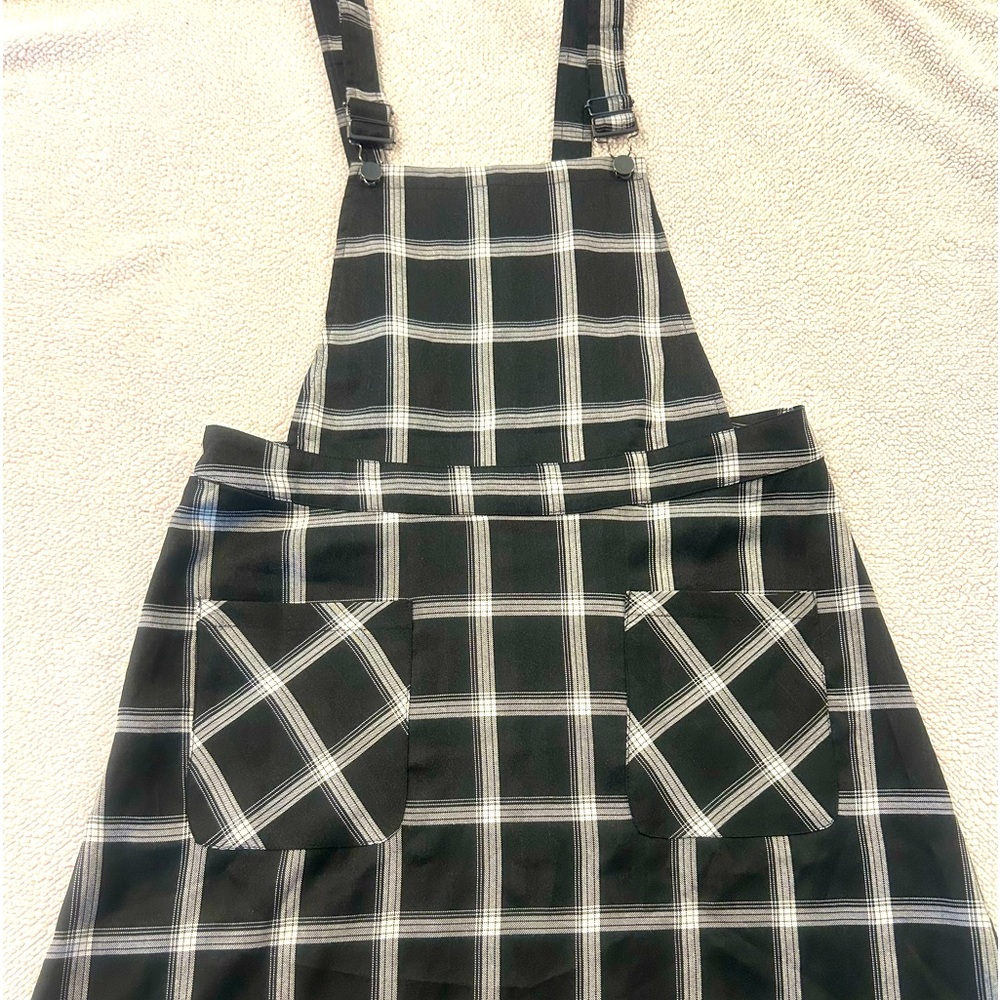 Plaid Printed Overall Dress